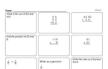 Fifth Grade Math Facts Practice Worksheets | edHelper.com