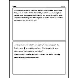 Math Word Problems - Fraction Word Problems Mixed Math PDF Workbook for Fifth Graders