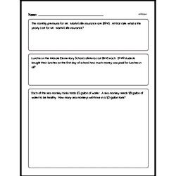 Fifth Grade Math Word Problems Worksheets - Multi-Step Math Word Problems Worksheet #1