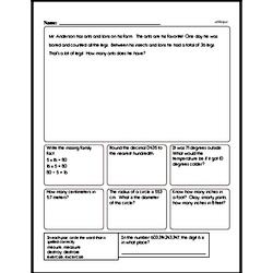 Fifth Grade Math Word Problems Worksheets - Single Step Math Word Problems Worksheet #1