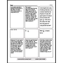 Fifth Grade Math Word Problems Worksheets - Single Step ...