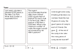 Fifth Grade Math Word Problems Worksheets - Single Step Math Word Problems Worksheet #4