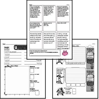 Measurement - Measurement Word Problems Mixed Math PDF Workbook for Fifth Graders
