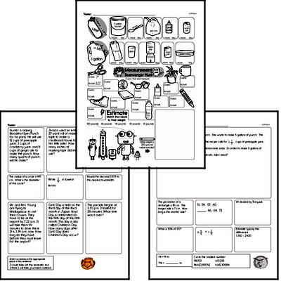 Measurement - Measurement and Volume Mixed Math PDF Workbook for Fifth Graders