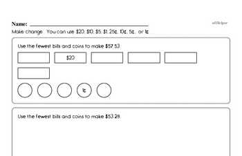 Free Fifth Grade Money Math PDF Worksheets | edHelper.com