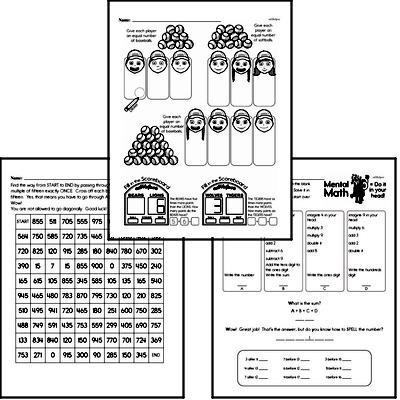 Multiplication - One-Digit Multiplication Mixed Math PDF Workbook for Fifth Graders