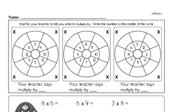 Multiplication Facts Mad Minute Worksheets (multiply 2 digits by 1 digit, and 1 digit by 1 digit)