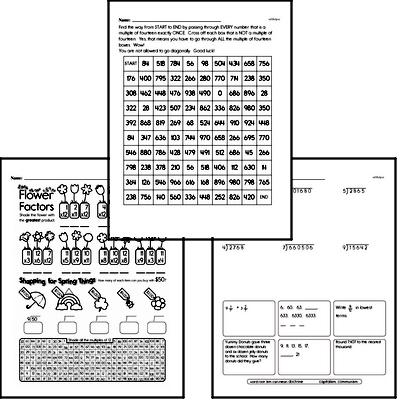 Multiplication Mixed Math PDF Workbook for Fifth Graders