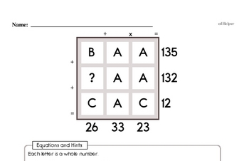 Number Sense - Solving Basic Algebraic Equations Mixed Math PDF Workbook for Fifth Graders