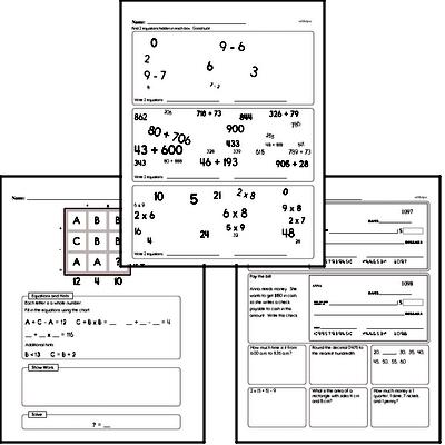 Number Sense - Understanding Expressions and Equations Mixed Math PDF Workbook for Fifth Graders