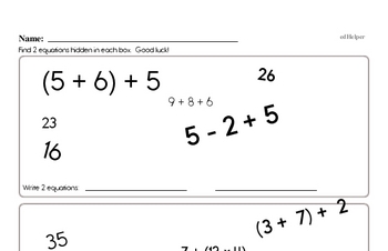 Order of Operations Math Facts Book