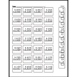 Fifth Grade Subtraction Worksheets - Subtraction with Decimal Numbers Worksheet #1