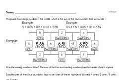 Addition with Decimals Puzzle Problem Book