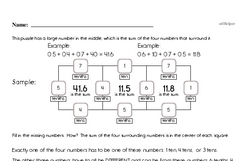 Addition with Decimals Puzzle Problem Book