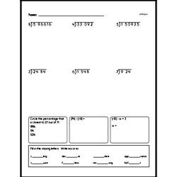 Division - Division with Remainders Mixed Math PDF Workbook for Sixth Graders