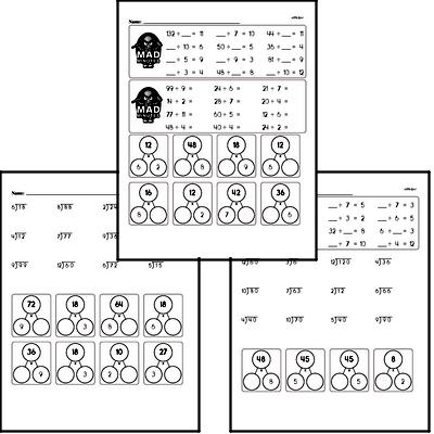 Division Facts Mad Minute Worksheets (divide by 2 to 12)