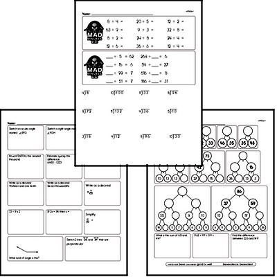 Division Facts Mad Minute Worksheets (divide by one or two digits)