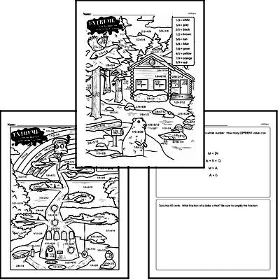 Fractions - Adding Fractions Mixed Math PDF Workbook for Sixth Graders