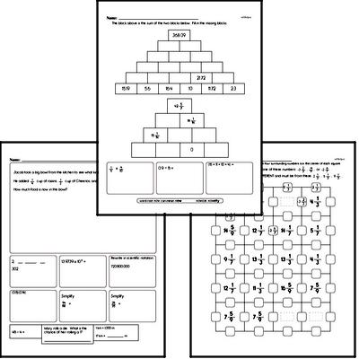Fractions - Addition and Subtraction of Mixed Numbers Mixed Math PDF Workbook for Sixth Graders