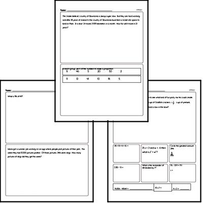 Fractions - Fractions and Equivalence Mixed Math PDF Workbook for Sixth Graders