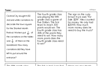 Fractions - Mixed Numbers and Improper Fractions Mixed Math PDF Workbook for Sixth Graders