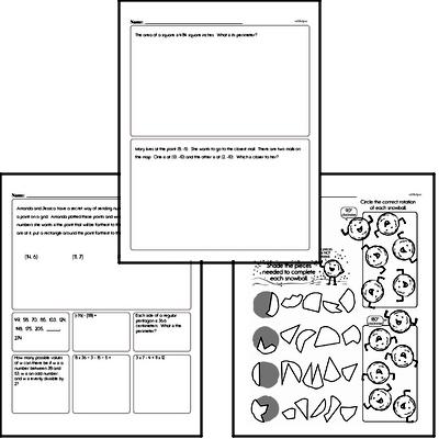 Geometry - Lines and Angles Mixed Math PDF Workbook for Sixth Graders