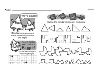 Geometry - Scaling Shapes Mixed Math PDF Workbook for Sixth Graders