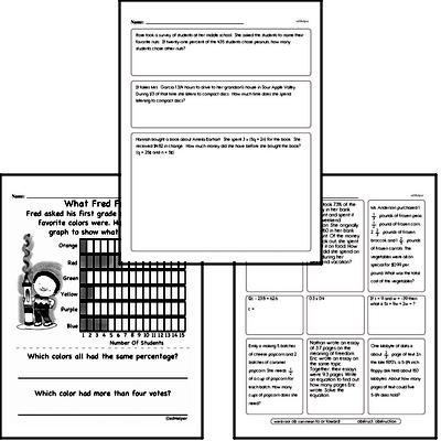Math Word Problems - Single Step Math Word Problems Mixed Math PDF Workbook for Sixth Graders