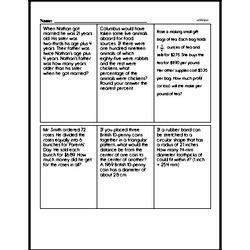 Sixth Grade Math Word Problems Worksheets - Single Step Math Word Problems Worksheet #2