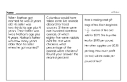 Sixth Grade Math Word Problems Worksheets - Single Step Math Word Problems Worksheet #2