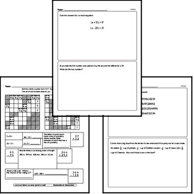 Number Sense - Solving Basic Algebraic Equations Workbook (all teacher worksheets - large PDF)
