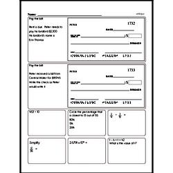 Sixth Grade Number Sense Worksheets - Understanding Expressions and Equations Worksheet #4