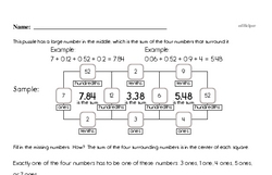 Decimals Place Value - Square Math Puzzle Book