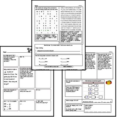 April Fun Packets - Small 5-7 Page Worksheets<BR>Use for homework, in the classroom, or for fast finishers.