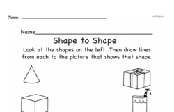 Kindergarten Geometry Worksheets - 3D Shapes Worksheet #1