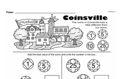 Kindergarten Money Math Worksheets - Adding Groups of Coins Worksheet #12