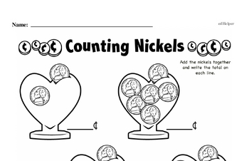 Money Math - Adding Groups of Coins Mixed Math PDF Workbook for Kindergarten