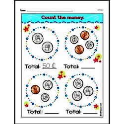 Kindergarten Money Math Worksheets - Adding Groups of Coins Worksheet #13