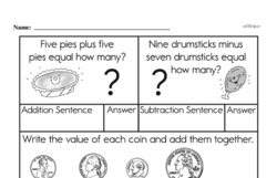 Kindergarten Money Math Worksheets - Adding Groups of Coins Worksheet #9