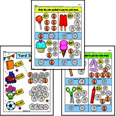 Kindergarten Money Math Worksheets - Adding Money Worksheet #4
