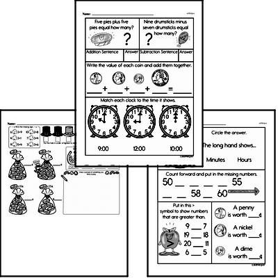 Money Math - Dimes Mixed Math PDF Workbook for Kindergarten