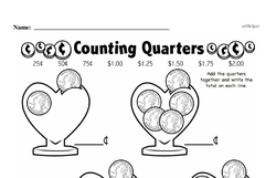 Kindergarten Money Math Worksheets - Quarters Worksheet #3