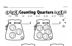 kindergarten money math worksheets quarters edhelper com