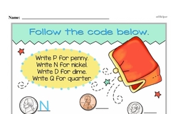 Kindergarten Money Math Worksheets - Recognizing and Knowing the Value of Coins Worksheet #2
