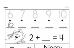 Kindergarten Number Sense Worksheets - Three-Digit Numbers Worksheet #2