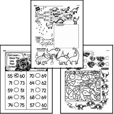 Number Sense - Two-Digit Numbers Mixed Math PDF Workbook for Kindergarten