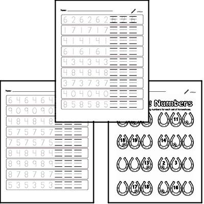 Patterns - Number Patterns Mixed Math PDF Workbook for Kindergarten