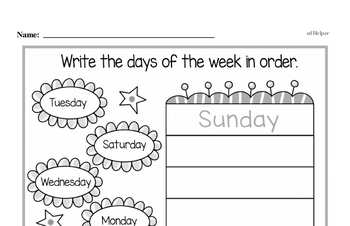 Kindergarten Time Worksheets - Days, Weeks and Months on a Calendar Worksheet #1