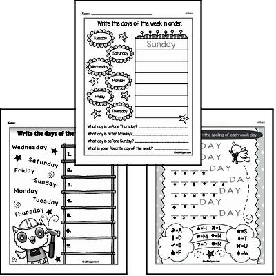 Kindergarten Time Worksheets - Days, Weeks and Months on a Calendar Worksheet #2