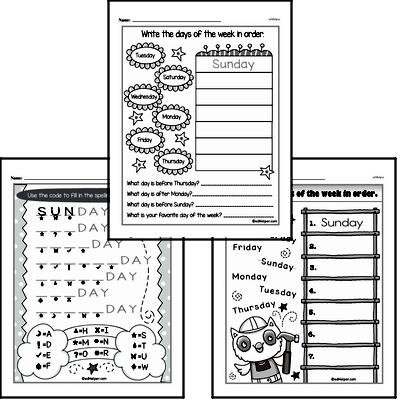 Kindergarten Time Worksheets - Days, Weeks and Months on a Calendar Worksheet #3